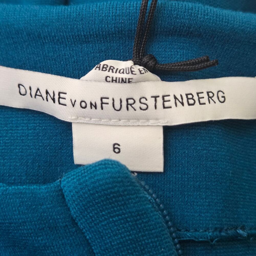 DVF DIane Von Furstenberg Womens SZ 6 Teal Blue Saturn Stretch Jersey Dress NWT - Picture 8 of 10